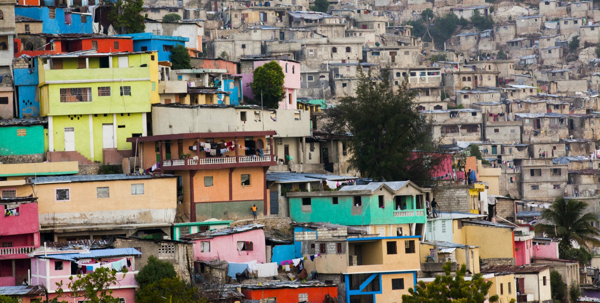 Many colourful houses in Haiti