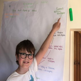 Samuel is climbing Mt. Everest... #AtHome!